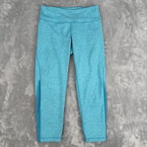 Zella Crop Capri Leggings Womens XS Active Workout Fitness Gym Mesh Teal